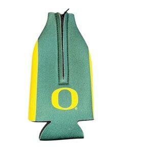 Oregon Ducks green and yellow beer Bottle Holder zip up coozie new